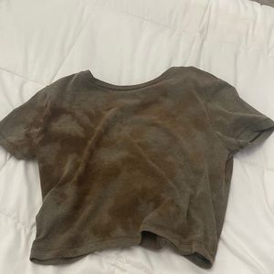 Wild Fable Cropped Tee Green/ Brown tie dye medium